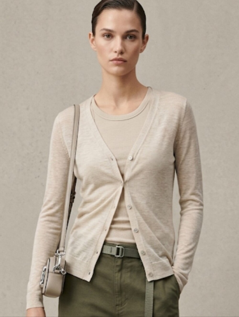 Zara Cardigan Womens S White V-Neck Button Front Lightweight Sheer Tight-Knit